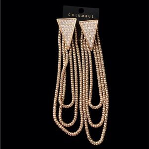 Columbus gold and diamond dangly fashion earrings